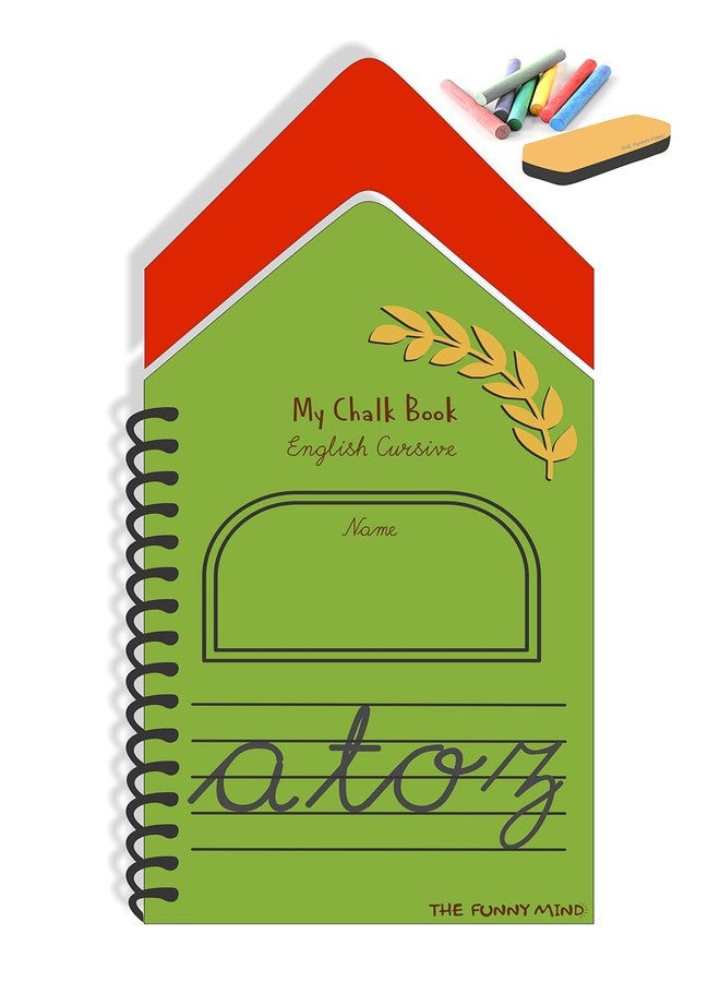 The Funny Mind Hut Shape Wooden A to Z Small Cursive Letters Reusable Chalk Book for Preschool, Early Learners, and Montessori Kids, Tracing Slate, Cursive Writing Practice Book for Beginners - Image 1